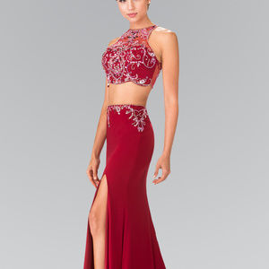 Beaded Two-Piece Dress with Cut-Out Back GL2277